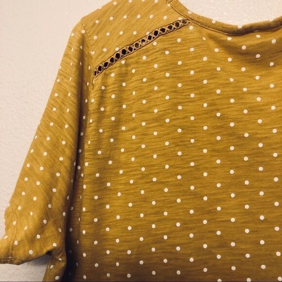 Old navy tie front mustard marigold yellow polka dot top front tie t shirt XL - Picture 7 of 9